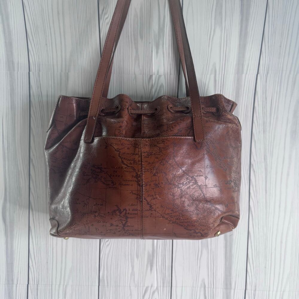 Patricia Nash Leather Drawstring Whitney Tote - English Garden Map - Picture 4 of 16